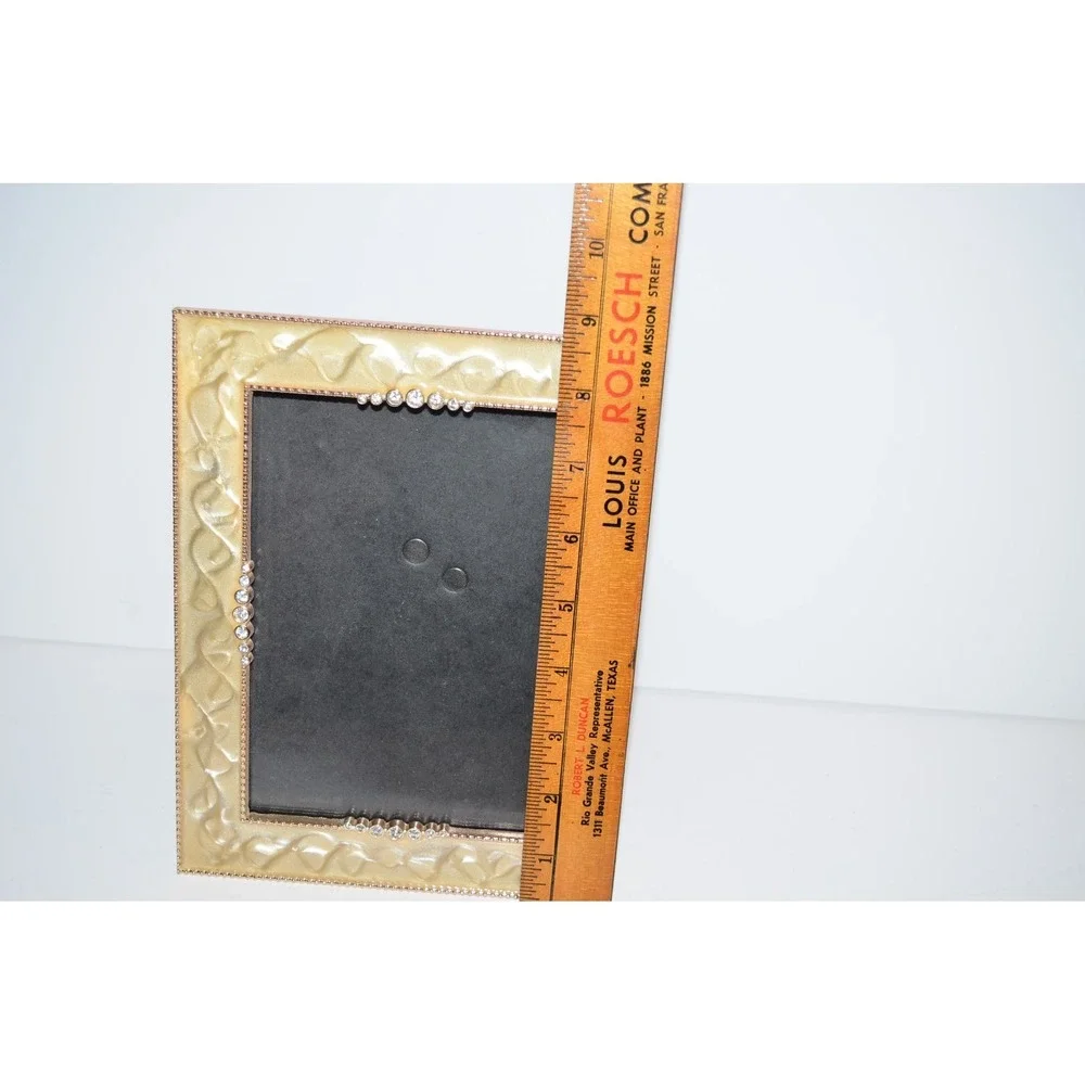 Art Deco Yellow Swirl enamel Metal Bling  Photo Picture Frame 5X7